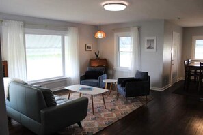 TV connectée, cheminée, livres