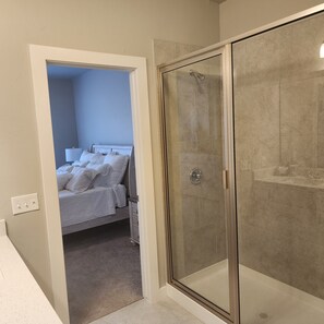 Shower, towels, soap, toilet paper - Entire New home in Edmond, Oklahoma (Edmond)