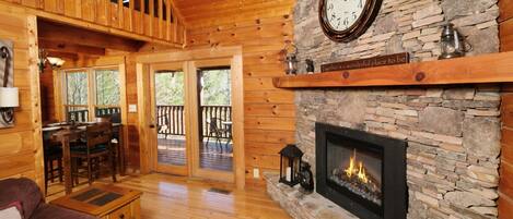 Televisión y chimenea