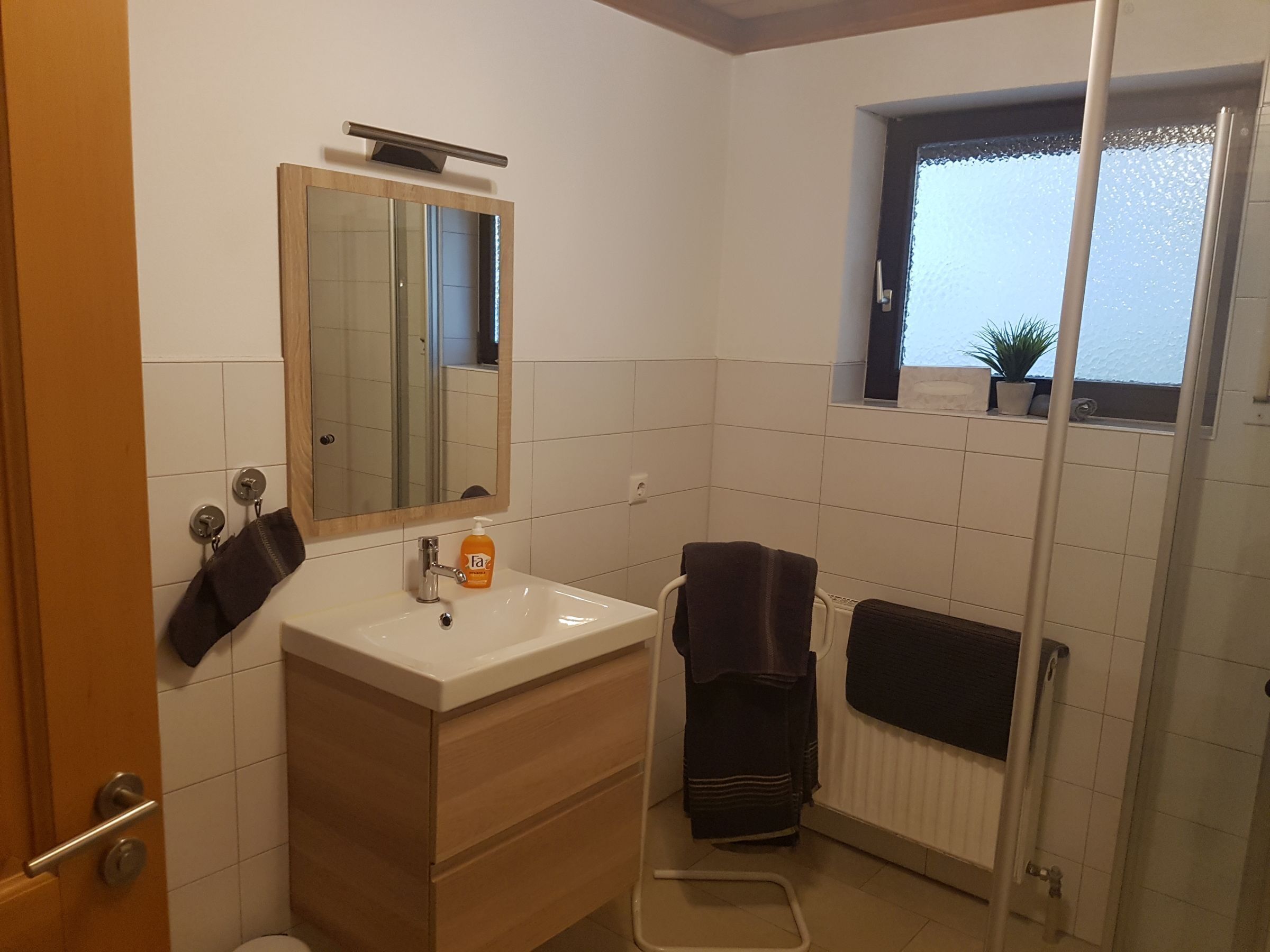 Ducha, secador de pelo, toallas