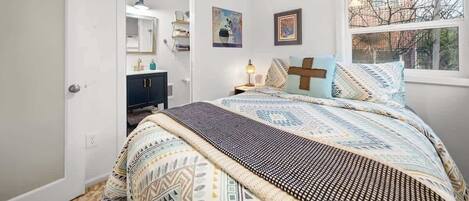 2 bedrooms, iron/ironing board, travel crib, WiFi