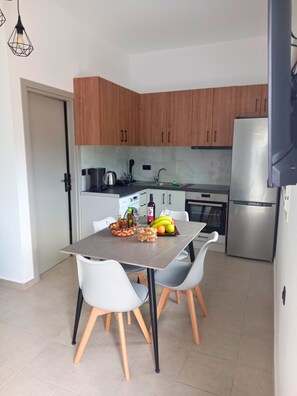 Comfort Apartment, Mountain View | Private kitchen | Full-size fridge, oven, stovetop, coffee/tea maker - Kavros Cozy Apartment with mountain view (Apokoronas)