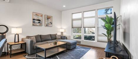 Smart TV, lareira, aparelho de som, escritórios