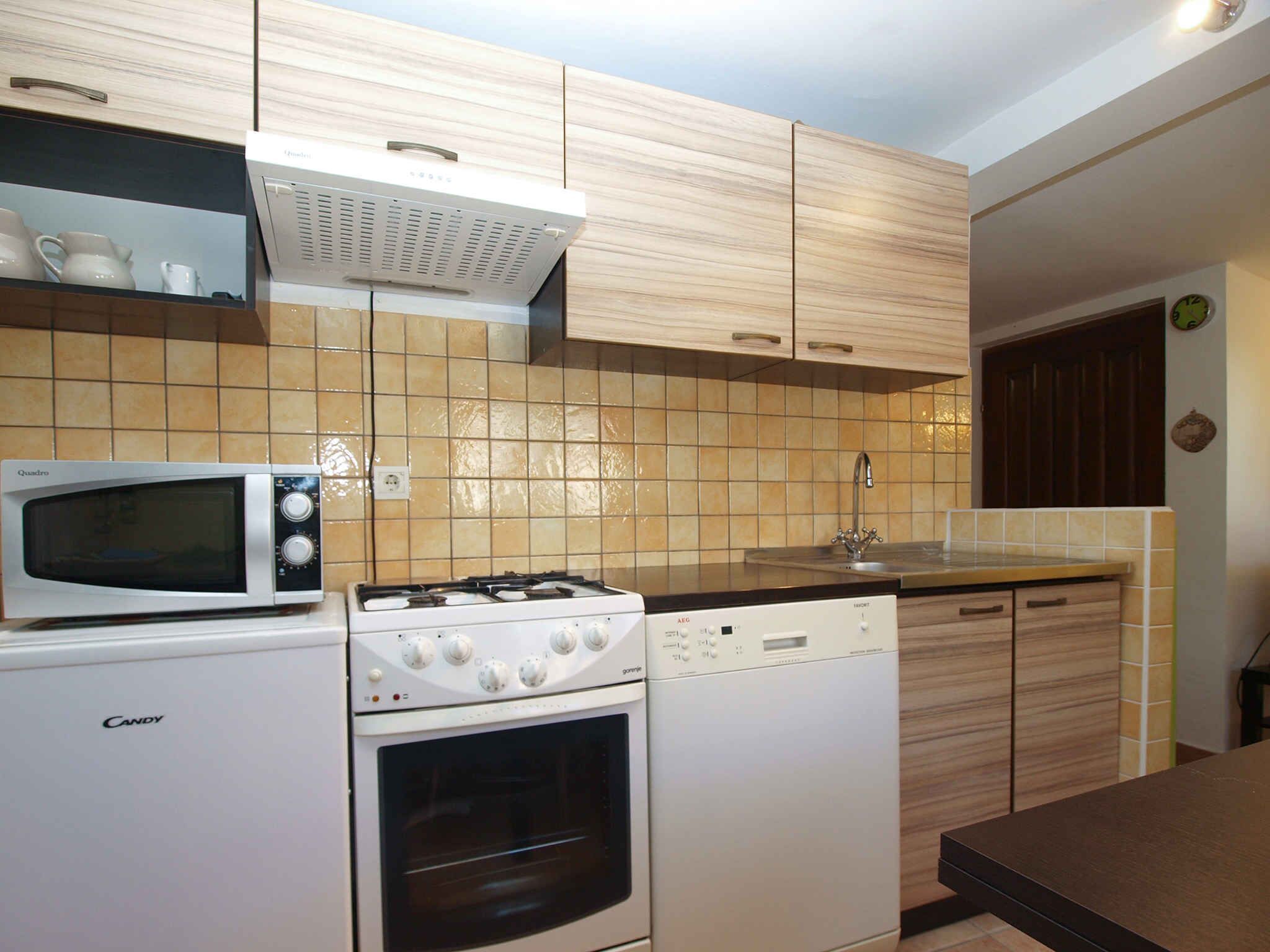 A kitchen with a microwave, stove, oven, and dishwasher.