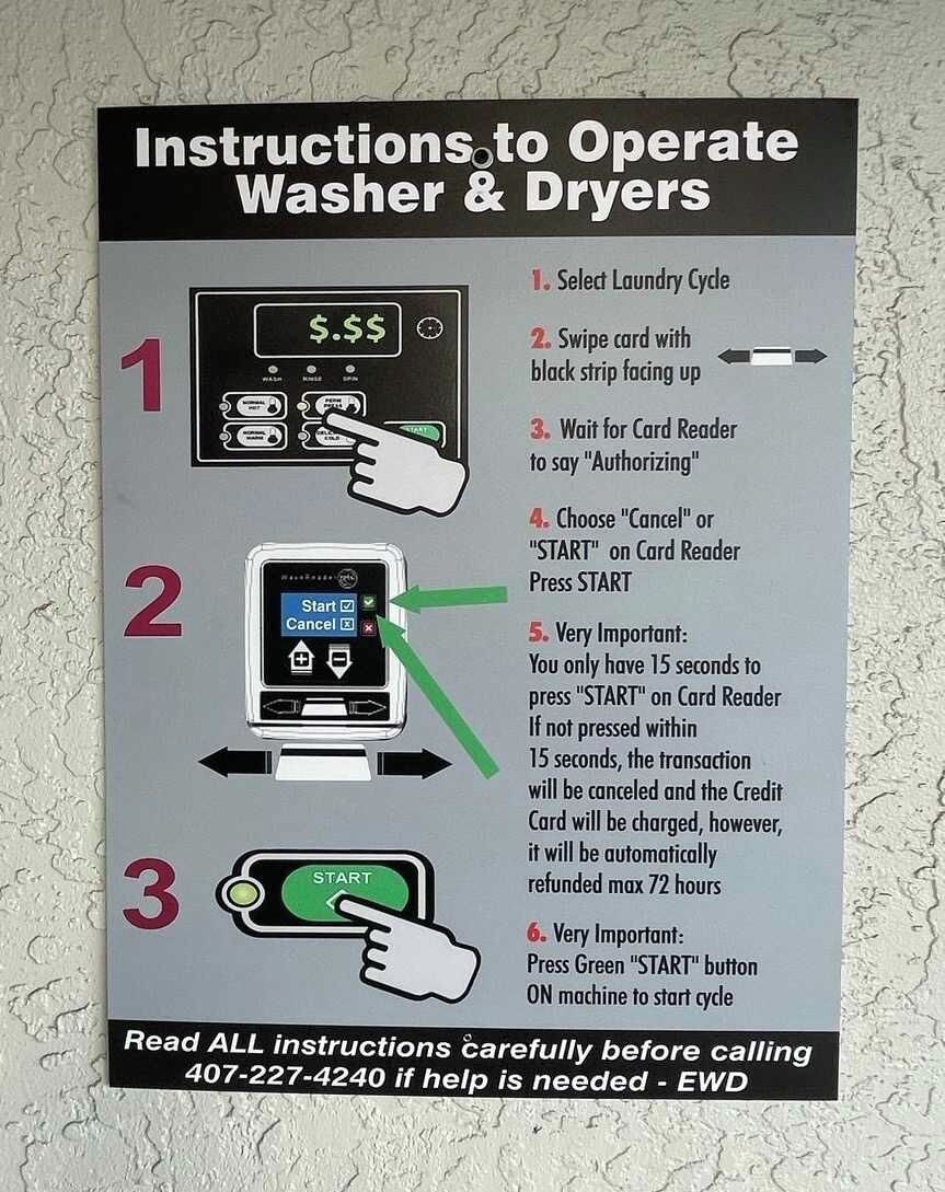 Instructions for operating a washer and dryer.