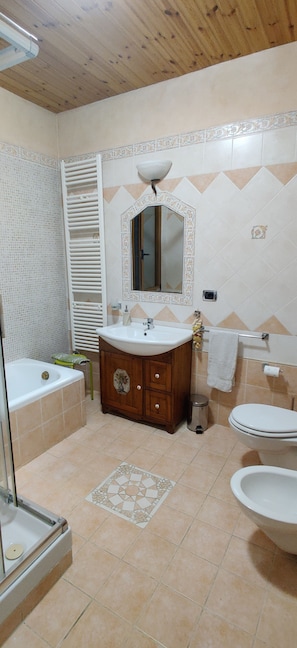 Dusche, Haartrockner, Bidet, Handtücher