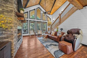 Smart TV, fireplace, video games, table football