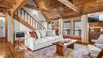 Smart TV, chimenea y libros