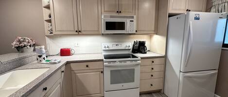 Fridge, microwave, oven, dishwasher