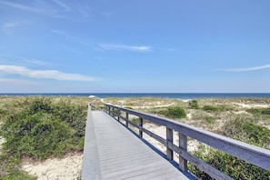On the beach, sun-loungers, beach towels - NEWLY RENOVATED & NEW TO THE MARKET: Modern, Oceanfront One Bedroom Condo. C-120 (Fernandina Beach)