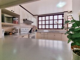 Deluxe Apartment, Kitchen | Private kitchen | Cleaning supplies, paper towels