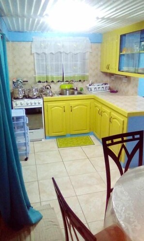 Family Apartment | Private kitchen | Full-size fridge, microwave, oven, stovetop - Finch Apartment (St. George's)