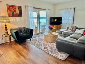 Fireplace - Charming Waterfront House with Detached Cabin (Clayton)