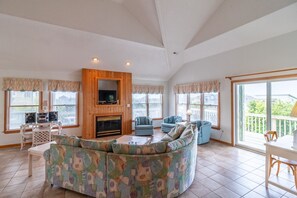 Televisor, llar de foc, reproductor de DVD i estèreo