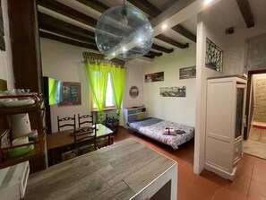 1 slaapkamer, een strijkplank/strijkijzer, wifi, beddengoed