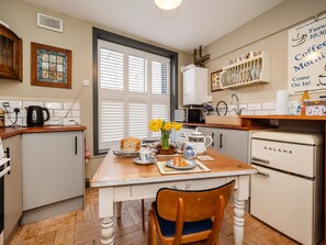 Fridge, microwave, oven, electric kettle