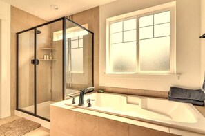 Shower, bidet, towels, soap