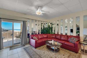 Apartment, 1 King Bed with Sofa bed (Sans Souci unit 401) | Living area | TV - Sans Souci Unit 401 (Pensacola Beach)