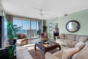 Apartment, Multiple Beds (Emerald Dolphin unit 510) | Living area | TV - Emerald Dolphin Unit 510 (Pensacola Beach)
