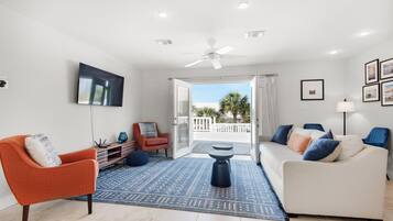 House, Multiple Beds (Makarios Beach Blu) | Living area | TV