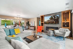 TV, fireplace, offices