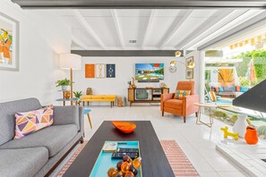 TV, fireplace - Zesty Orange Crush!! (Palm Springs)