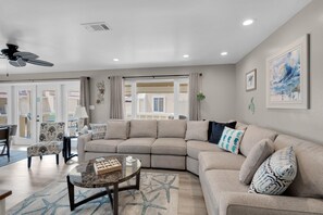 Condo, Multiple Beds (Regency Cabanas E1) | Living area | TV - Regency Cabanas E1 (Pensacola Beach)