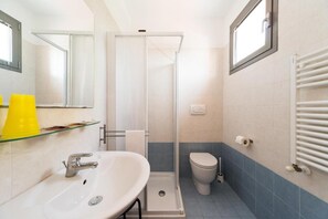 Suihku, sadesuihkupää, ilmaiset hygieniatuotteet, hiustenkuivaaja
