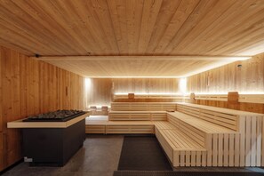 Sauna, tina de hidromasaje, baño de vapor y baño turco o hammam