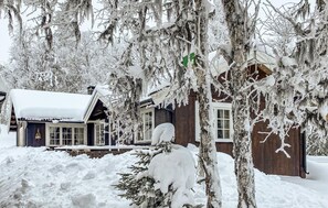 A cabin surrounded by snow-covered trees. - Nice home in Gol with kitchen (Gol)