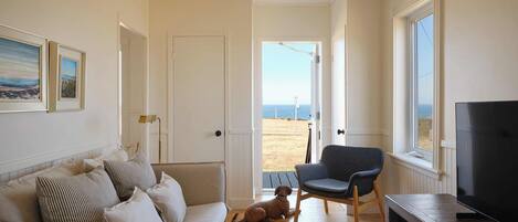 Een smart-tv, een dvd-speler, boeken en een stereo