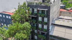 A multi-story building with balconies, large windows, and a tree in front. - Park Condesa By Capitalia (Mexico City)
