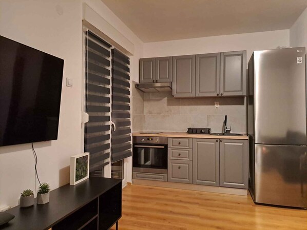 Fridge, oven, stovetop - Holiday apartment with air conditioning (Štinjan)