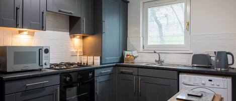 Fridge, microwave, oven, toaster