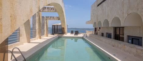 Comfort Apartment, Private Pool, Beach View | Terrace/patio