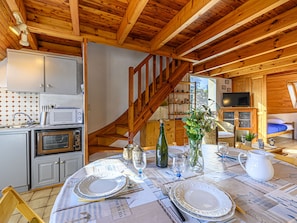 Fridge, microwave, oven, highchair