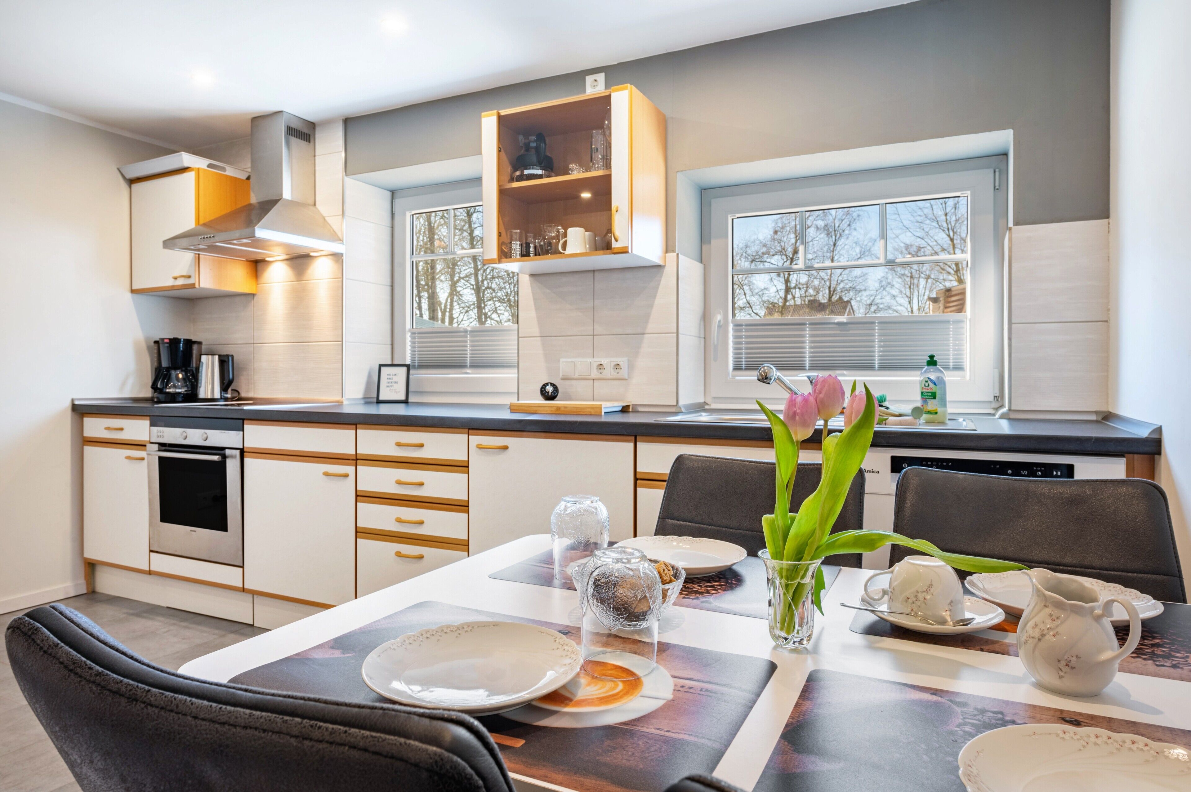 Réfrigérateur, micro-ondes, plaque de cuisson, lave-vaisselle