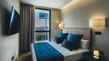 Apartamento ejecutivo | 1 dormitorio, cortinas opacas, sistema de insonorización