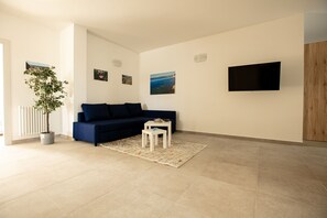 Leilighet – premium | Oppholdsområde | En 35-tommers TV med digitale kanaler