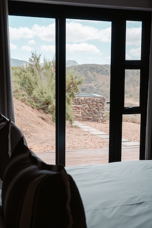 Standard-Ferienhaus, 1 Schlafzimmer, Whirlpool, Bergblick | Ausblick vom Zimmer