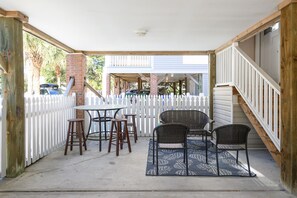 Outdoor dining - Walk to the Beach 5 BR Beach House with a Private Pool! Pour Again  (Surfside Beach)
