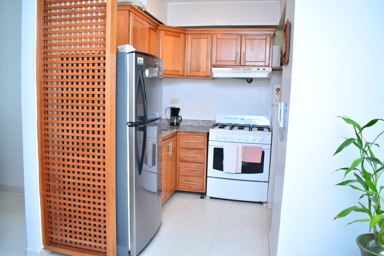 Refrigerador, horno, lavavajillas y cafetera y tetera 