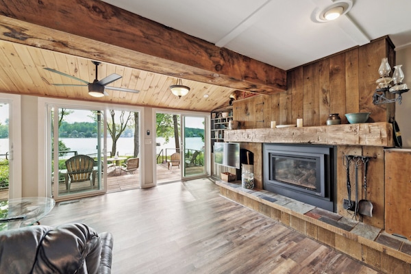 View from Dining Room/Bar Area/Living Room with Gas Fireplace