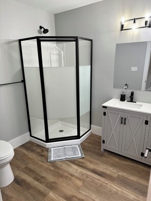 Shower, towels, soap