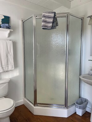 Douche, serviettes fournies, savon, papier de toilette