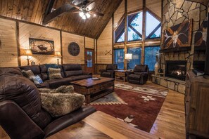 TV, fireplace, foosball, table tennis