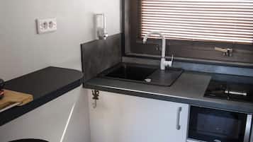 Microwave, stovetop, electric kettle, toaster