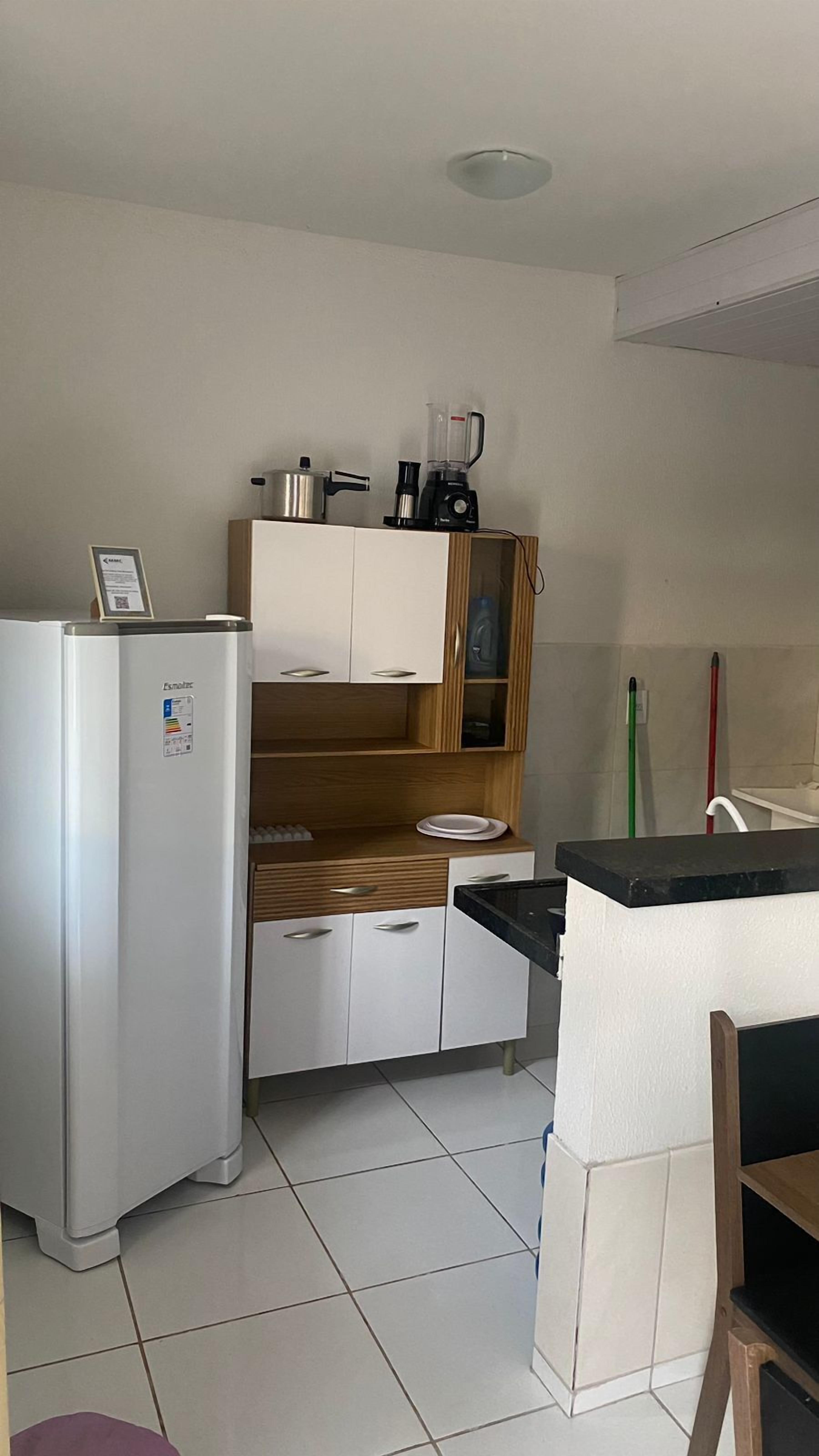 Fridge, microwave, stovetop, blender