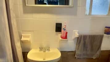 Hair dryer, towels, toilet paper