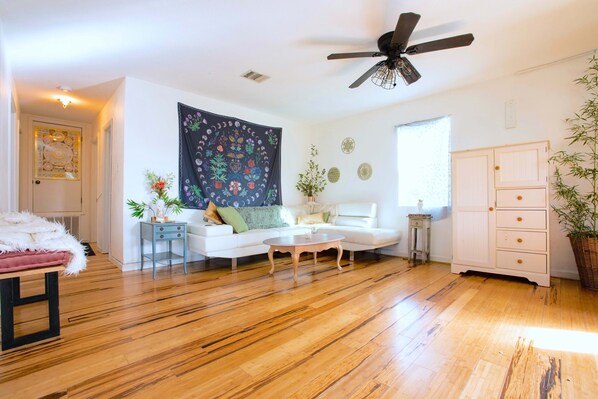 Living area - SXSW!~~~~~Charming 3-bedroom house with AC and WiFi in marvelous Austin!~~~~~~ (Austin)